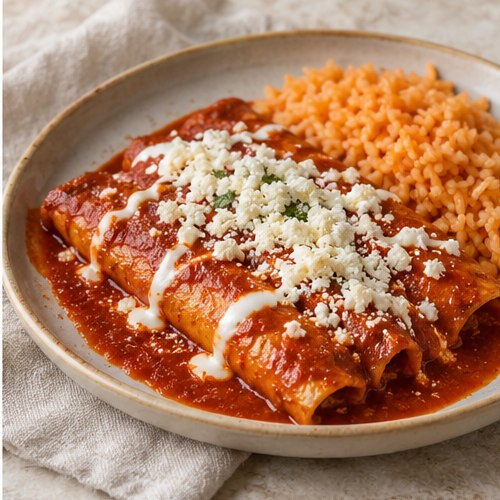 Enchiladas ready to serve